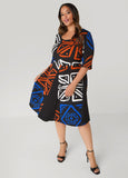 Plus Size Abstract Print A Line Dress