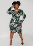 Plus Size Printed Wrap Dress