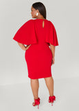 Cape Effect Textured Sheath Dress