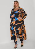 Abstract Print Open Front Duster