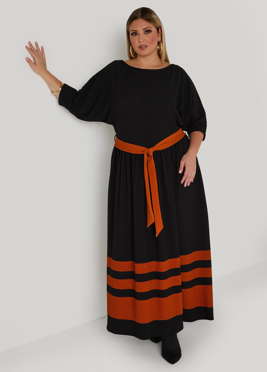 Plus Size Striped Maxi A Line Dress