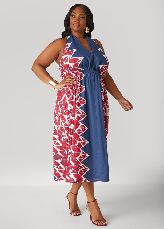 Printed Cotton Halter Dress