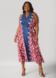 Plus Size Printed Cotton Halter Dress