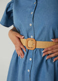 Belted A Line Chambray Dress