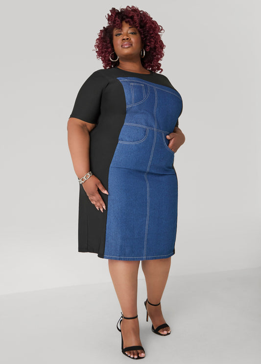 Plus Size LBD Black Dress Plus Size Jean Dress T Shirt Dress