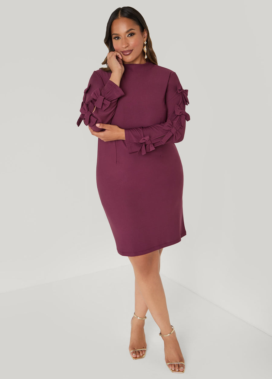 Plus Size Bow Embellished Cutout Dress