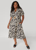 Plus Size Abstract Print Cotton Shirtdress