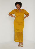 Plus Size Pointelle Knit Polo Maxi Dress