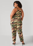 Camo Print Jersey Jumpsuit