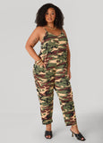 Plus Size Camo Print Jersey Jumpsuit