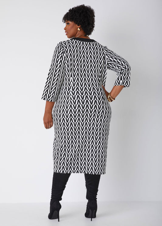 Button Detailed Midi Sheath Dress