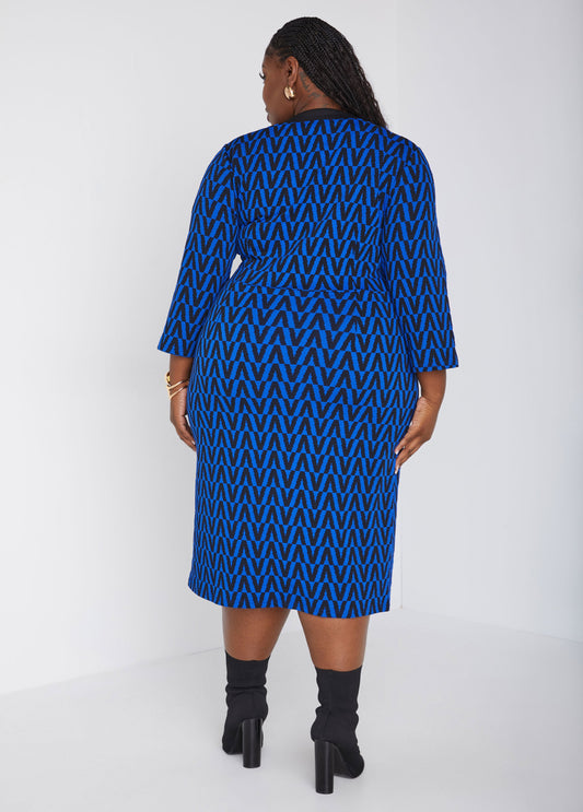 Button Detailed Sheath Midi Dress