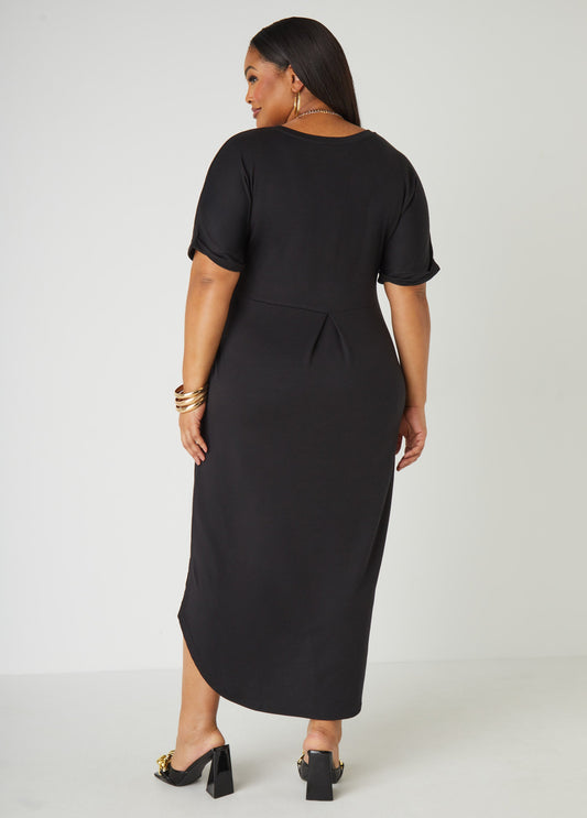 Metallic Graphic T Shirt Dress