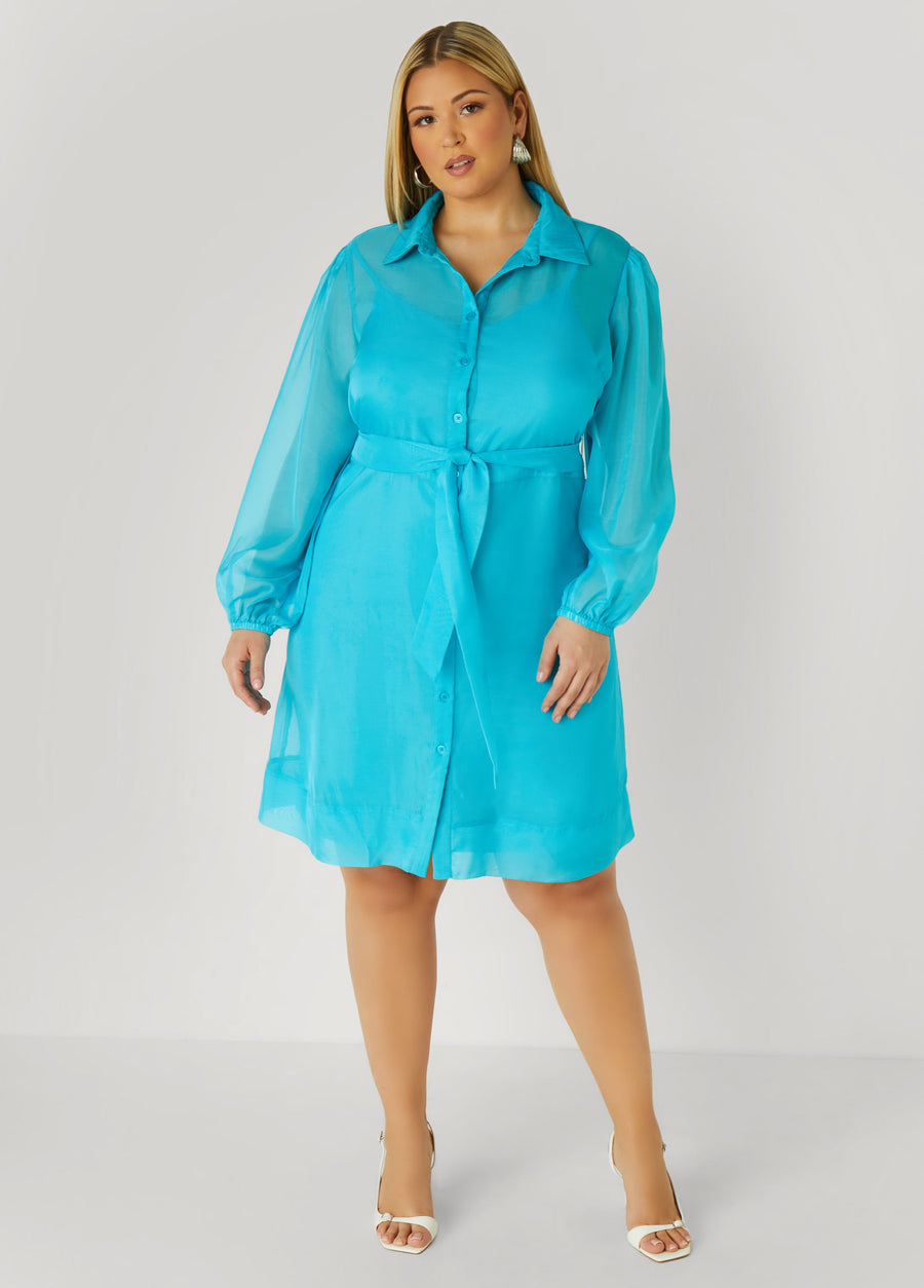 Plus Size Shirt Dress Plus Size Spring Dress Plus Size Organza Dress