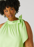 Tie Neck Flounced Midi Dress