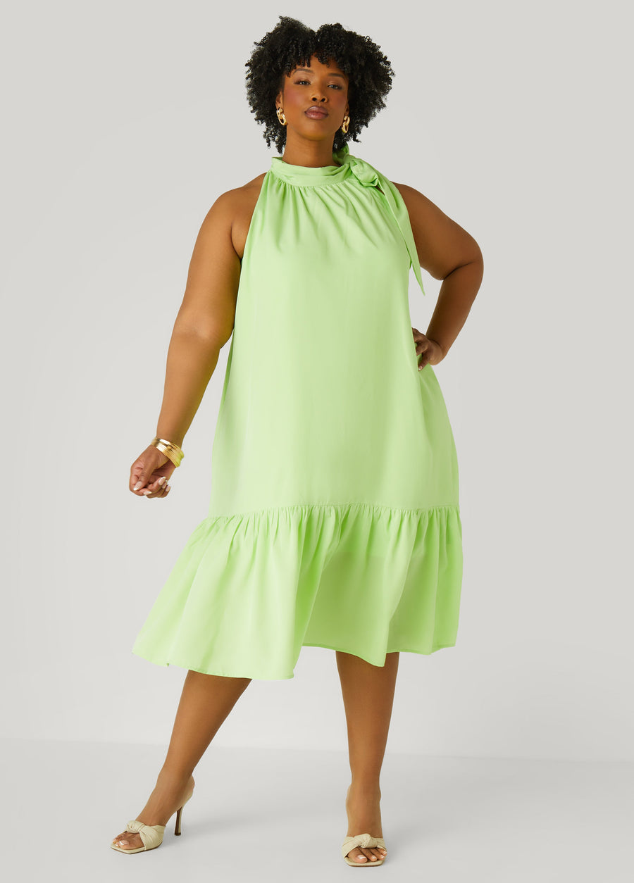 Plus Size Midi Dress Plus Size Semi Formal Dress Tieneck Dress
