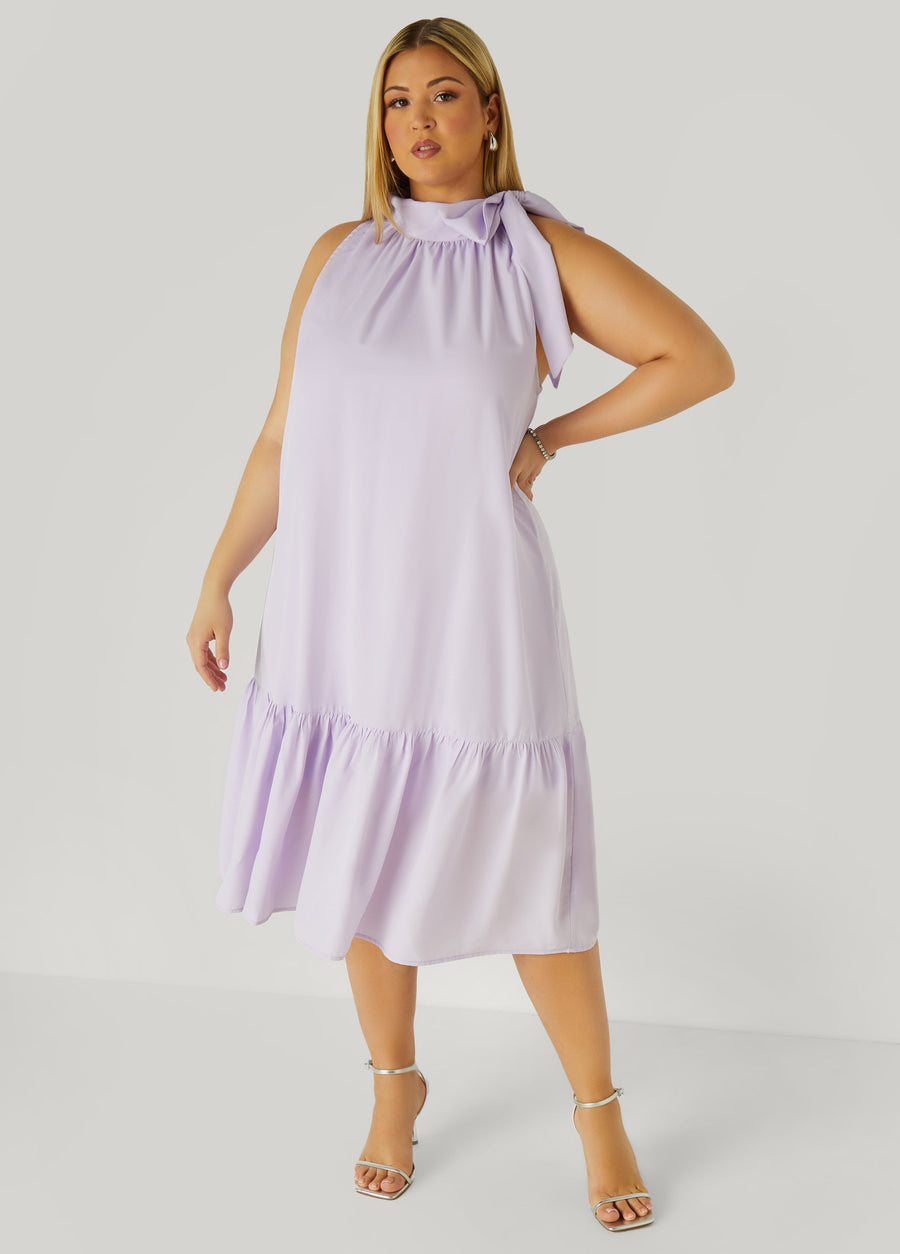 Plus Size Midi Dress Plus Size Semi Formal Dress Tieneck Dress
