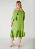 Flounced Off The Shoulder Dress
