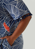 Tasseled Leaf Print Dress