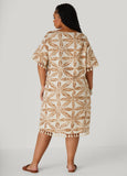 Tasseled Palm Print Dress