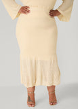 Plus Size Pointelle Knit Maxi Skirt