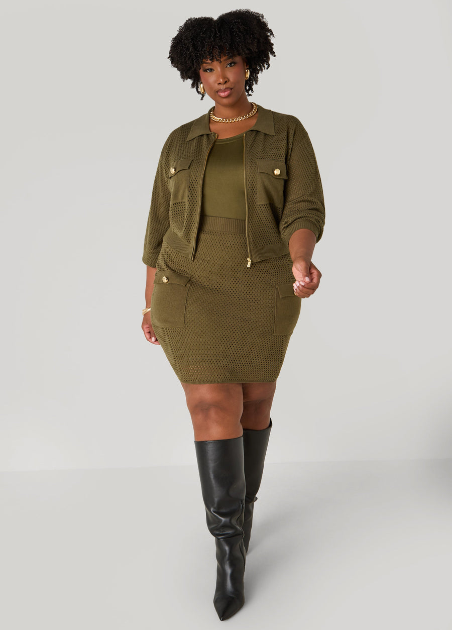 Plus Size Crochet Mini Skirt
