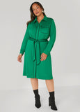 Plus Size Belted Knit Shirtdress