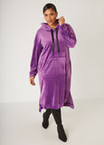 Hooded Velour Hi Low Dress
