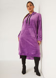 Hooded Velour Hi Low Dress