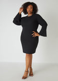 Black Bell Sleeve Bodycon Mini Dress