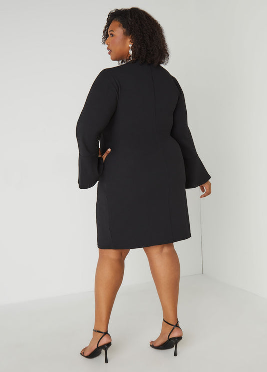 Black Bell Sleeve Bodycon Mini Dress