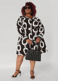 Plus Size Chain Link Print Fit Flare Dress Plus Size Linen Dress