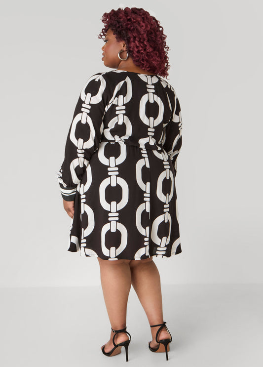 Chain Link Print A Line Dress