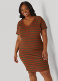 Ribbed Striped T Shirt Dress