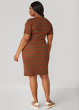 Ribbed Striped T Shirt Dress