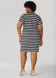 Striped Ribbed T Shirt Dress