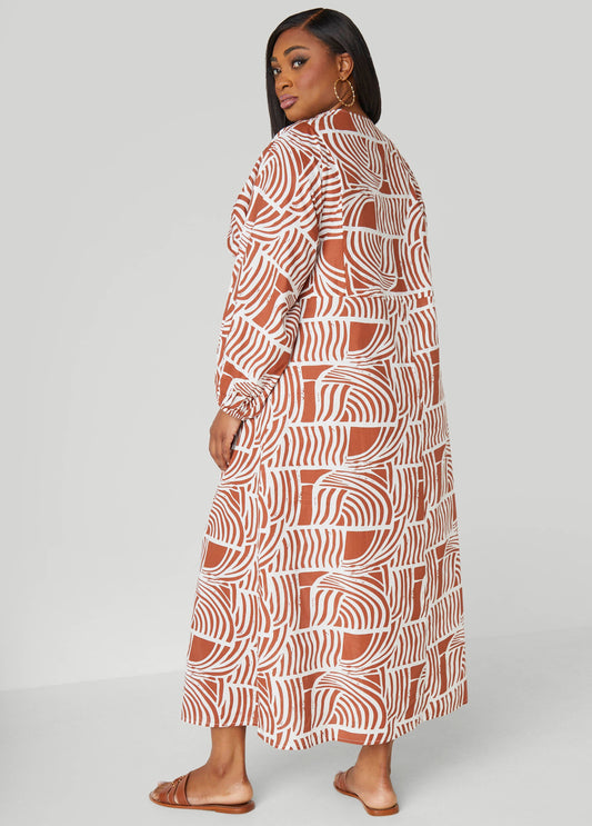 Printed Shirred Cotton Dress