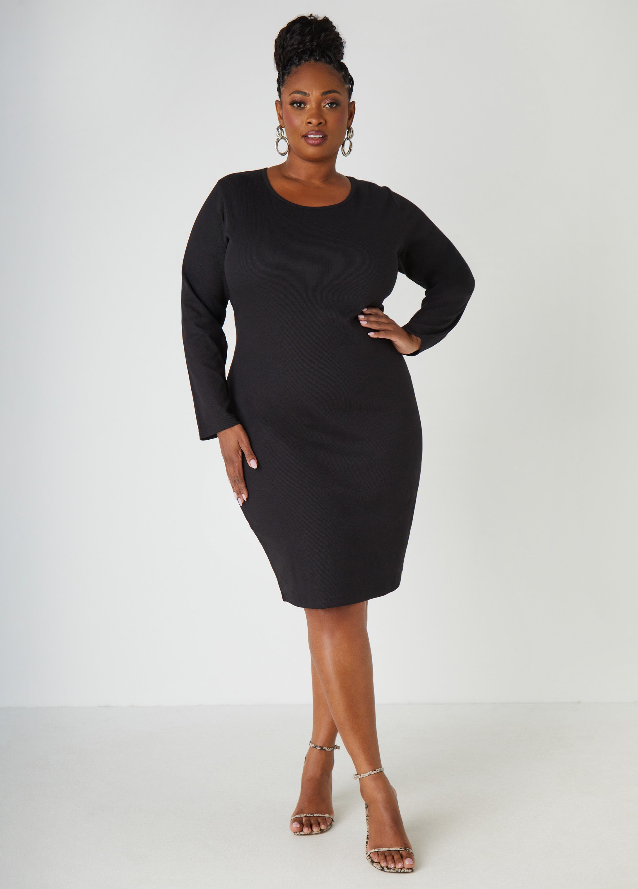 Plus Size Ribbed Midi Bodycon Dress
