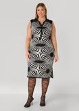 Plus Size V Neck Intarsia Sweater Dress