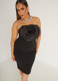 Strapless Rosette Bodycon Dress