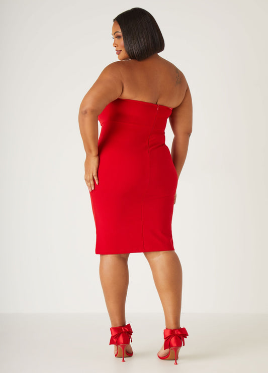Strapless Rosette Bodycon Dress