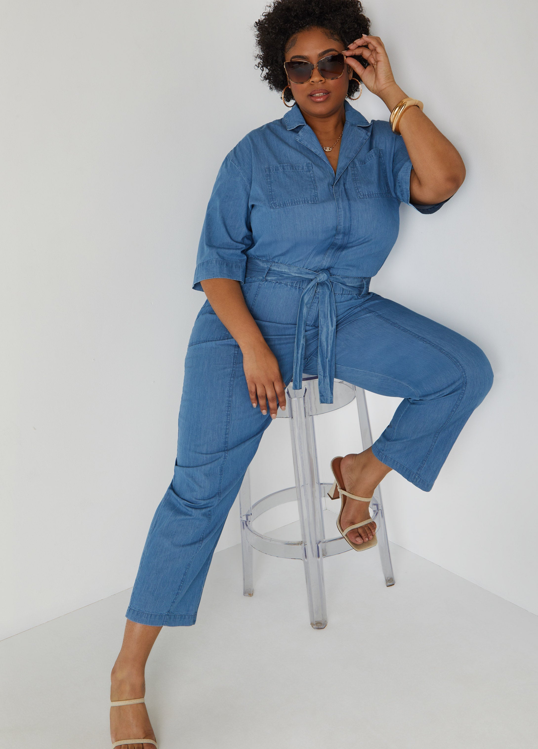 Plus Size chambray jumpsuit plus size denim jumpsuit plus size overalls