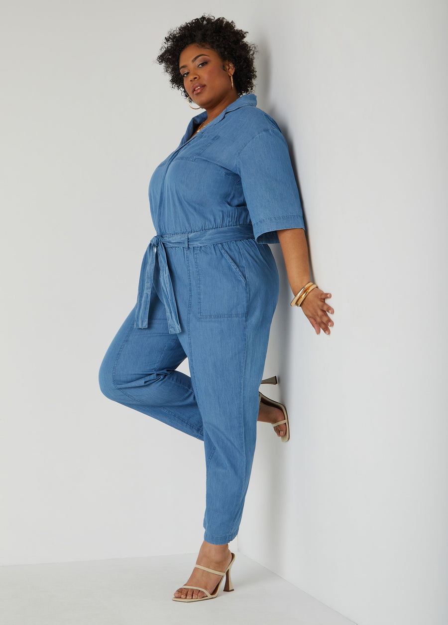 Plus Size chambray jumpsuit plus size denim jumpsuit plus size overalls