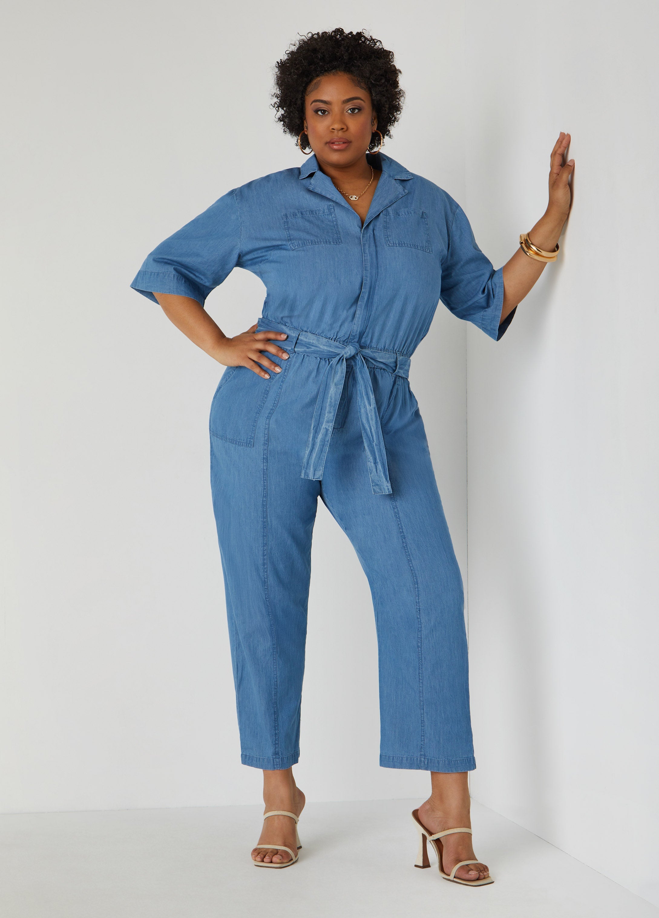 Plus Size chambray jumpsuit plus size denim jumpsuit plus size overalls