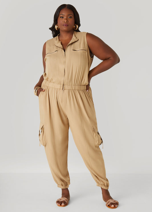 Plus Size Utility Joggers Jumpsuit