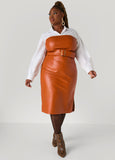 Plus Size Leather Sheath Dress Plus Size Camel Leather Midi Dress