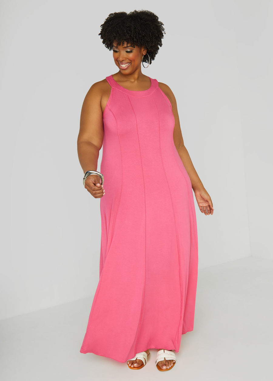 Plus Size Seamed A Line Maxi Dress