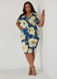 Plus Size floral print shirt dress plus size summer dresses
