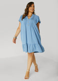 Flounced Pleated Dress