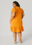 Flounced Pleated Dress